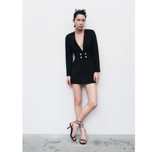 Pearl appliqué belted blazer dress